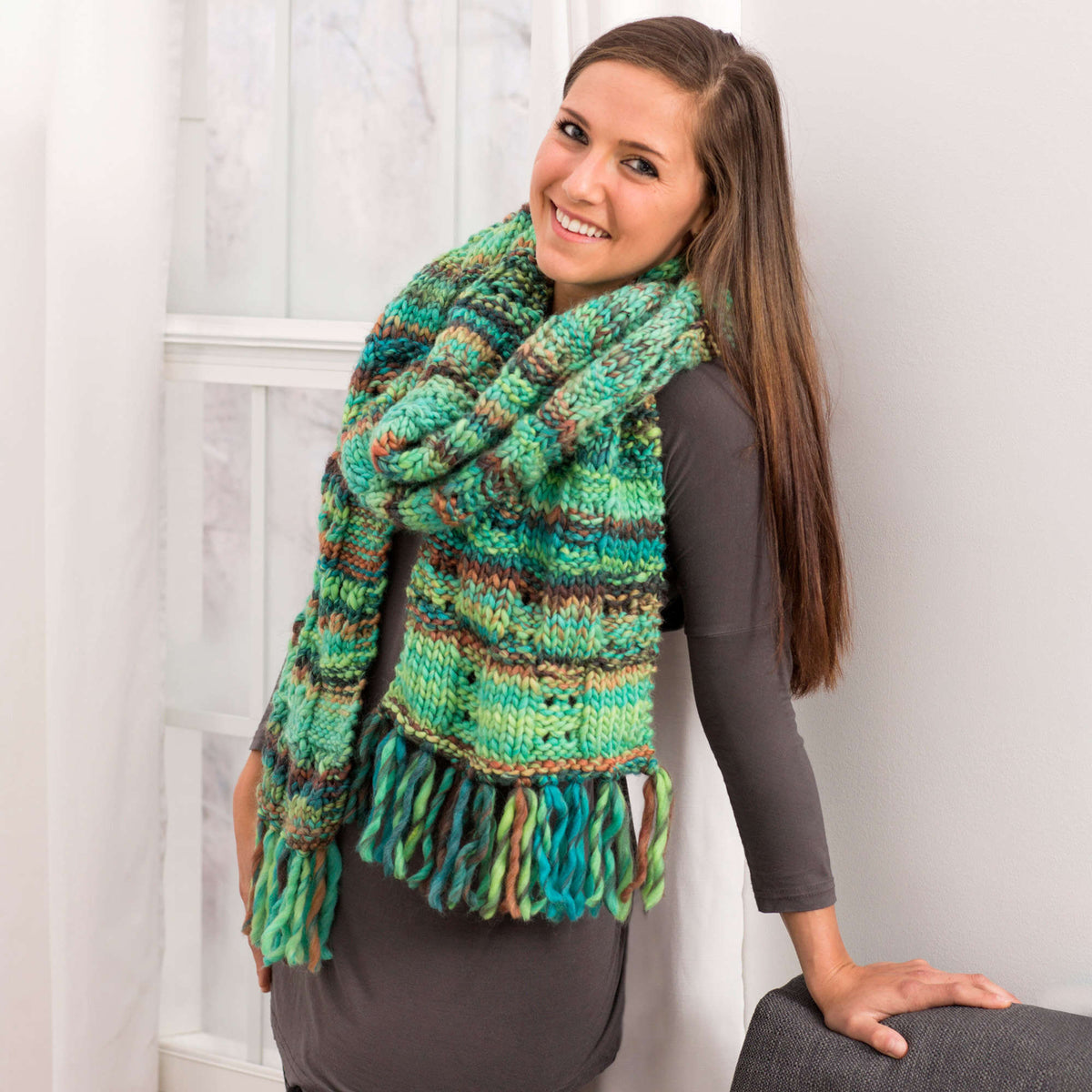 Knit Scarf made in Red Heart Evermore Yarn