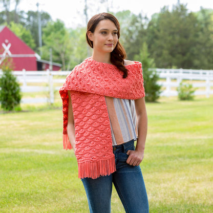 Red Heart Knit Wavy Drop-Stitch Scarf Knit Scarf made in Red Heart Strata Yarn