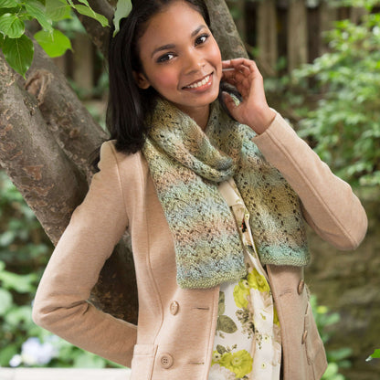 Red Heart Knit Cable and Lace Scarf Knit Scarf made in Red Heart Boutique Yarn