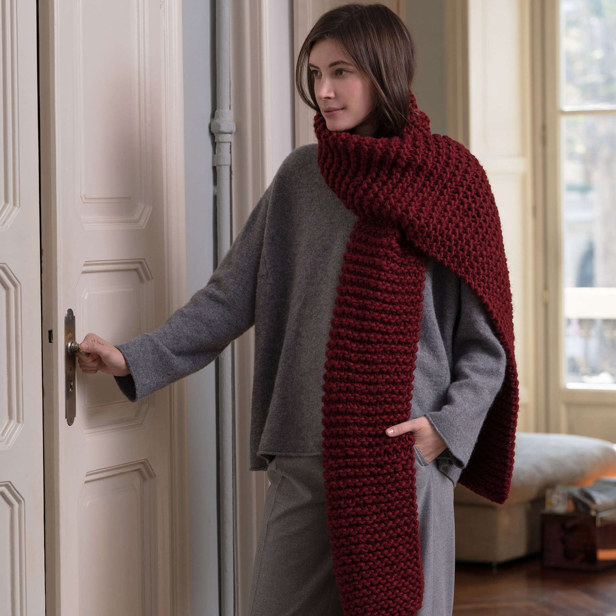 Knit Scarf made in Red Heart An Italian Story Ora Yarn