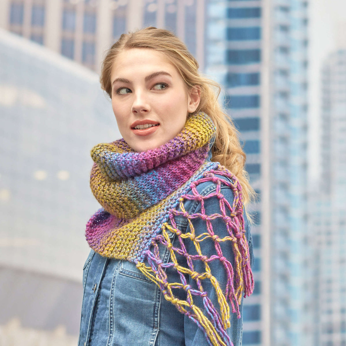 Knit Scarf made in Red Heart Colorscape Yarn