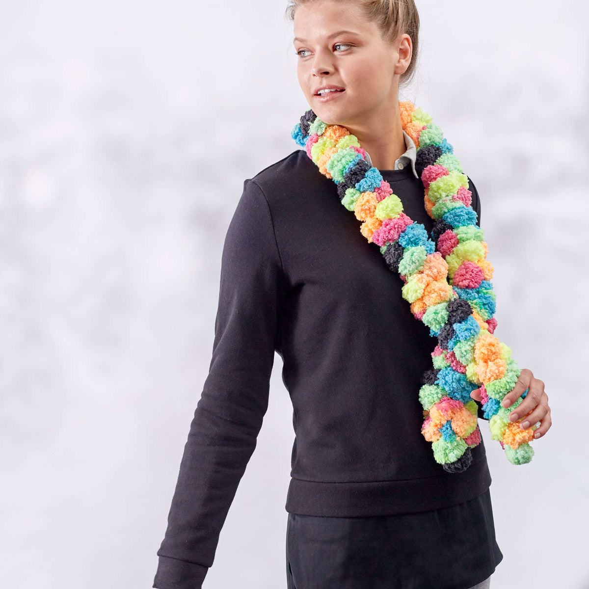 Knit Scarf made in Red Heart Pomp-a-Doodle Yarn
