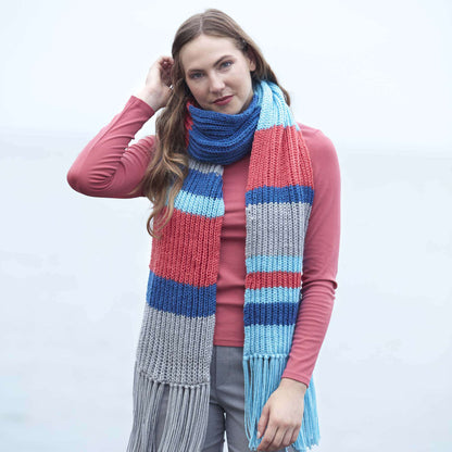 Red Heart Knit Fisherman Rib Big Scarf Single Size