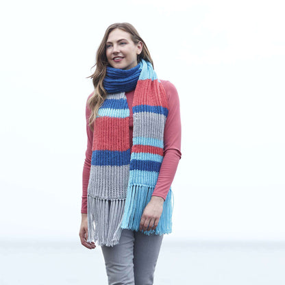 Red Heart Knit Fisherman Rib Big Scarf Single Size