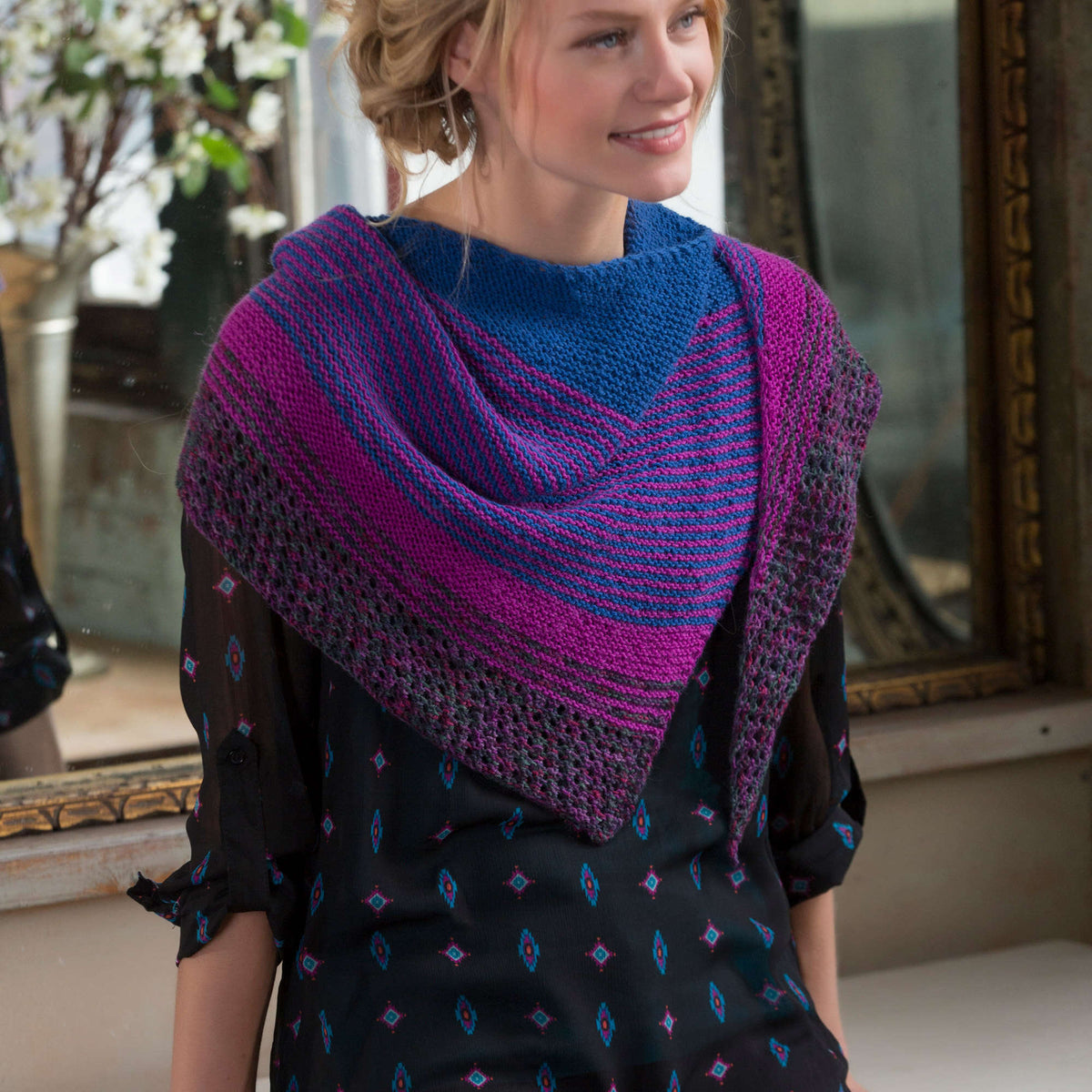 Knit Shawl made in Red Heart Heart & Sole Yarn