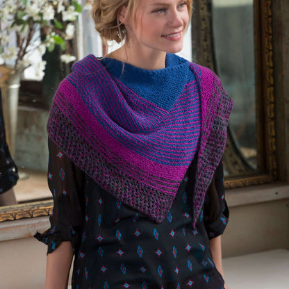 Red Heart Knit Modern Stripe Shawl Knit Shawl made in Red Heart Heart & Sole Yarn