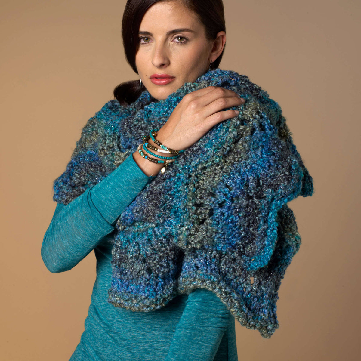 Knit Shawl made in Red Heart Stellar Yarn
