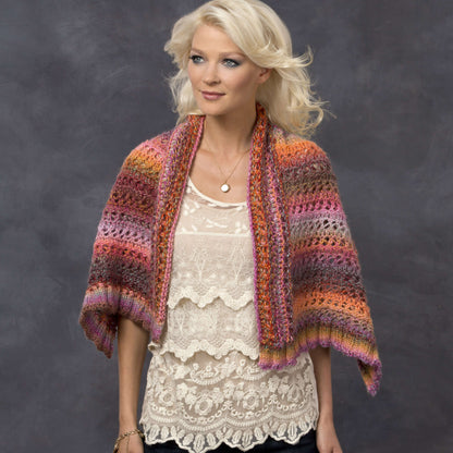 Red Heart Knit Sunset Wrap Knit Wrap made in Red Heart Boutique Yarn