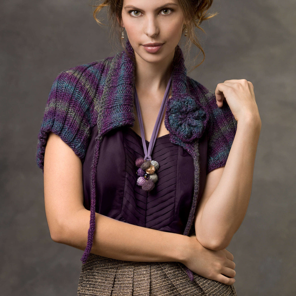 Knit Shrug made in Red Heart Boutique Yarn