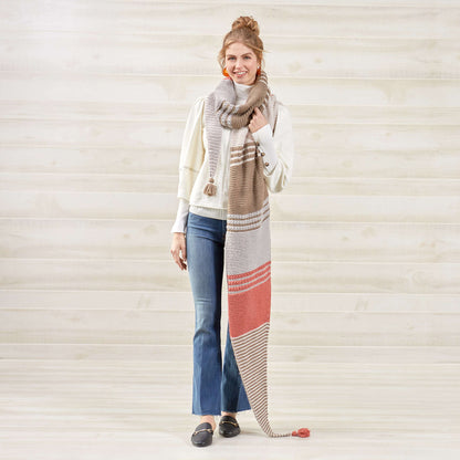 Red Heart Knit Long and Stripy Shawl Knit Shawl made in Red Heart With Love Yarn
