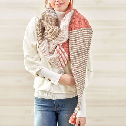 Red Heart Knit Long and Stripy Shawl Knit Shawl made in Red Heart With Love Yarn