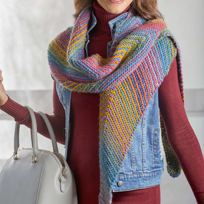 Red Heart Knit Cityscape Shawl Knit Shawl made in Red Heart Colorscape Yarn