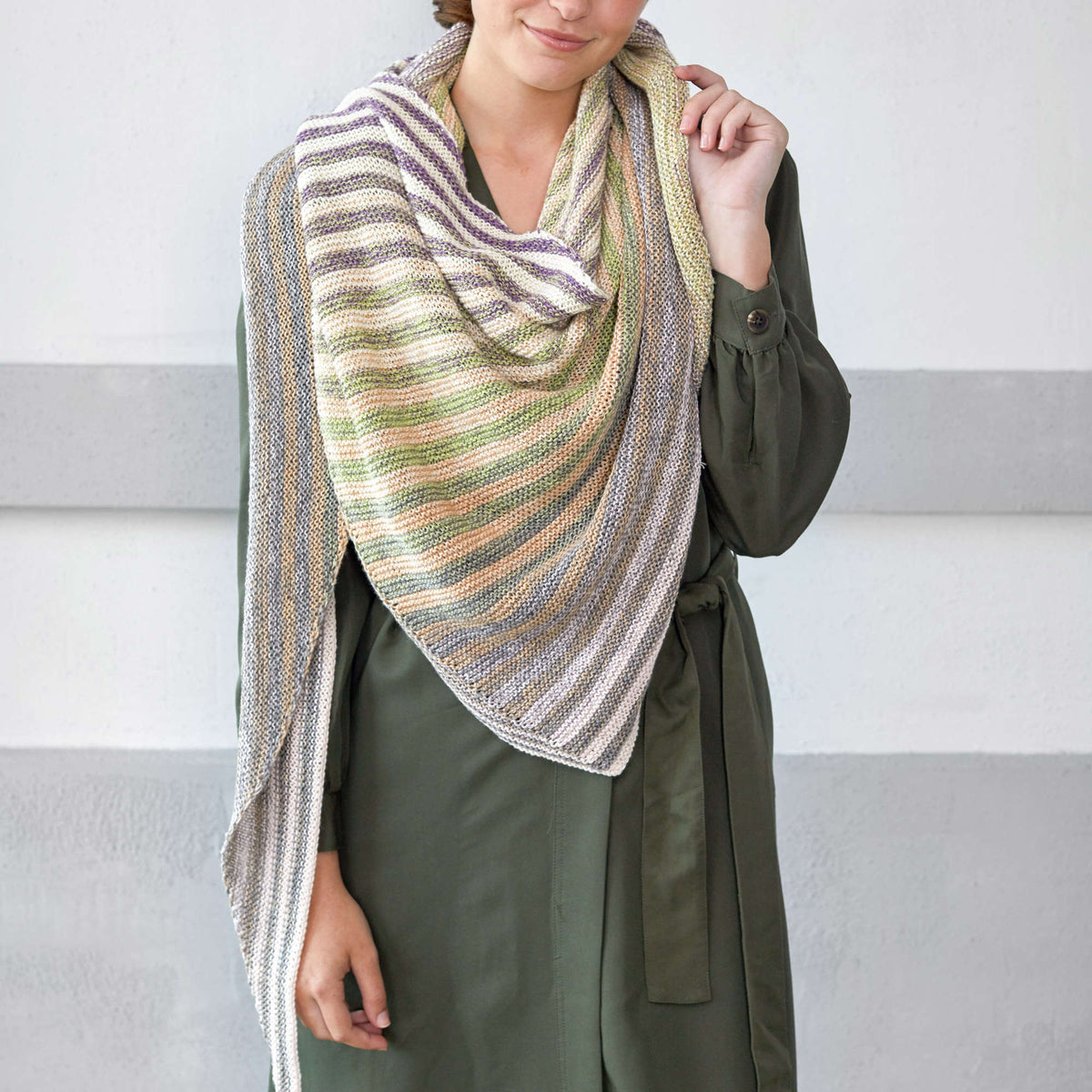 Knit Shawl made in Red Heart It's a Wrap Rainbow Yarn