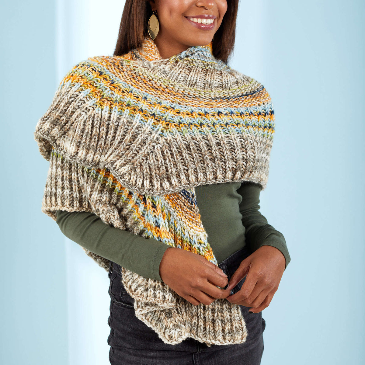 Knit Shawl made in Red Heart Hopscotch Yarn