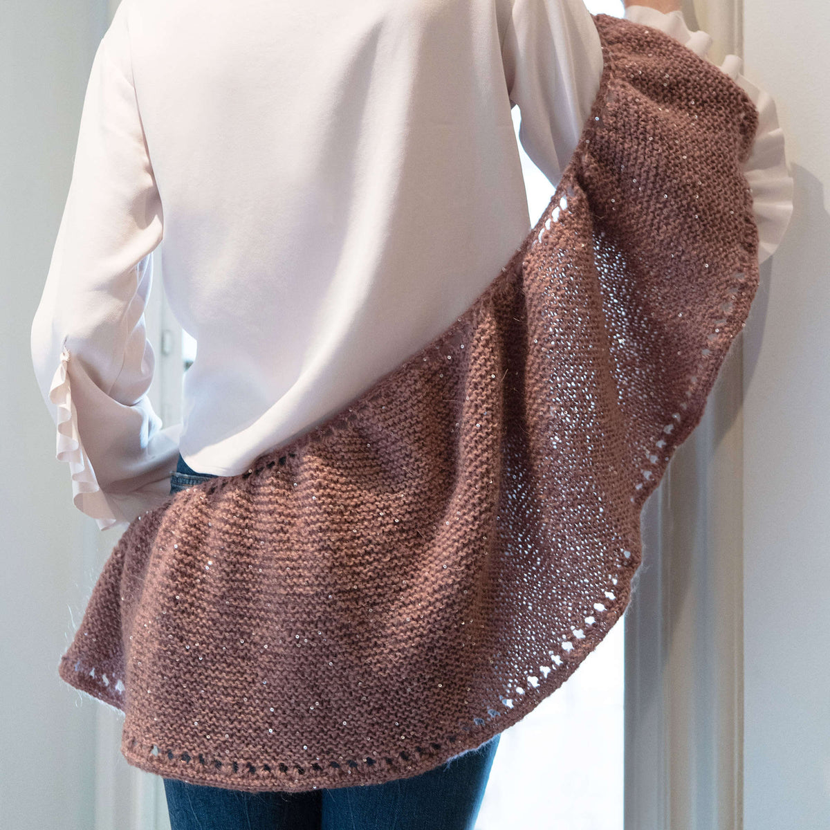 Knit Shawl made in Red Heart An Italian Story Luce Yarn