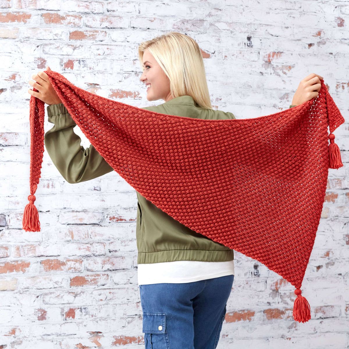 Knit Shawl made in Red Heart Soft Yarn