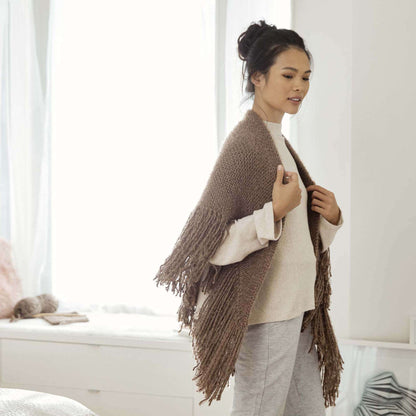 Red Heart Fringed Knit Shawl Single Size