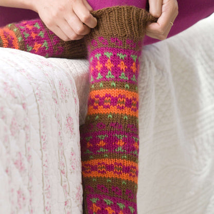 Red Heart Knit Adirondacks Slipper Socks Knit Socks made in Red Heart Full O' Sheep Yarn