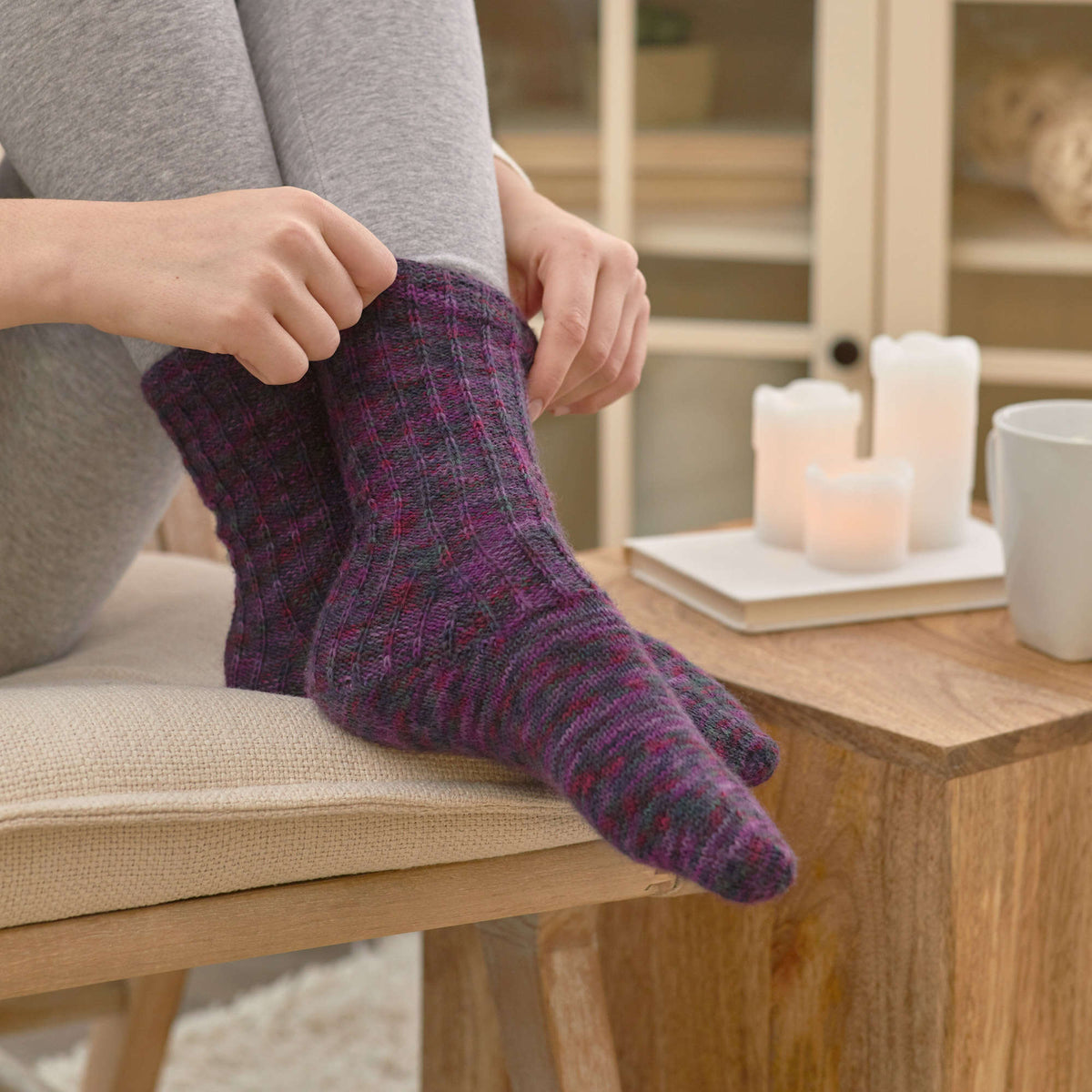 Knit Socks made in Red Heart Heart & Sole Yarn