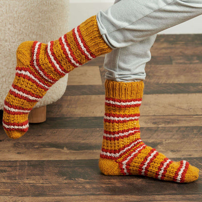 Red Heart Striped Cozy Knit Socks Knit Sock made in Red Heart Super Saver O'Go yarn