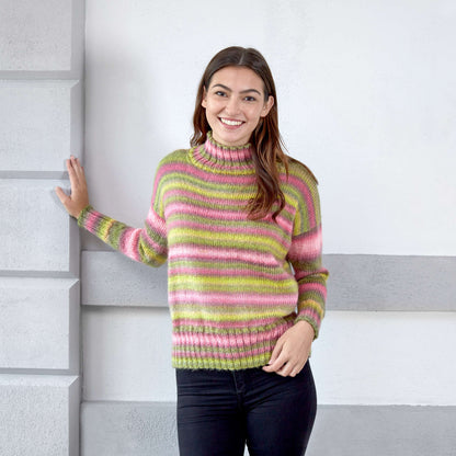 Red Heart Knit Play Misty Stripe Pullover Knit Pullover made in Red Heart Boutique Yarn