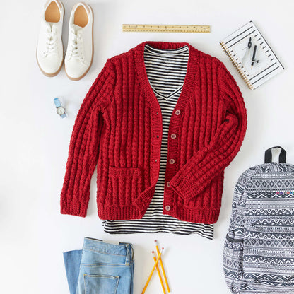 Red Heart Chillin' Out Knit Cardigan Knit Cardigan made in Red Heart With Love Yarn