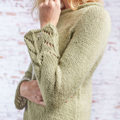 Red Heart Knit Fluted Lace Pullover Knit Pullover made in Red Heart Dreamy Yarn