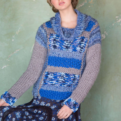 Red Heart Knit Mixed Textures Pullover Knit Pullover made in Red Heart Mixology Solids Yarn