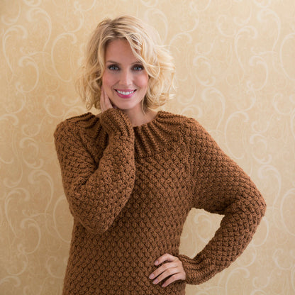 Red Heart Knit Aran Basket Stitch Sweater Knit Sweater made in Red Heart Soft Yarn