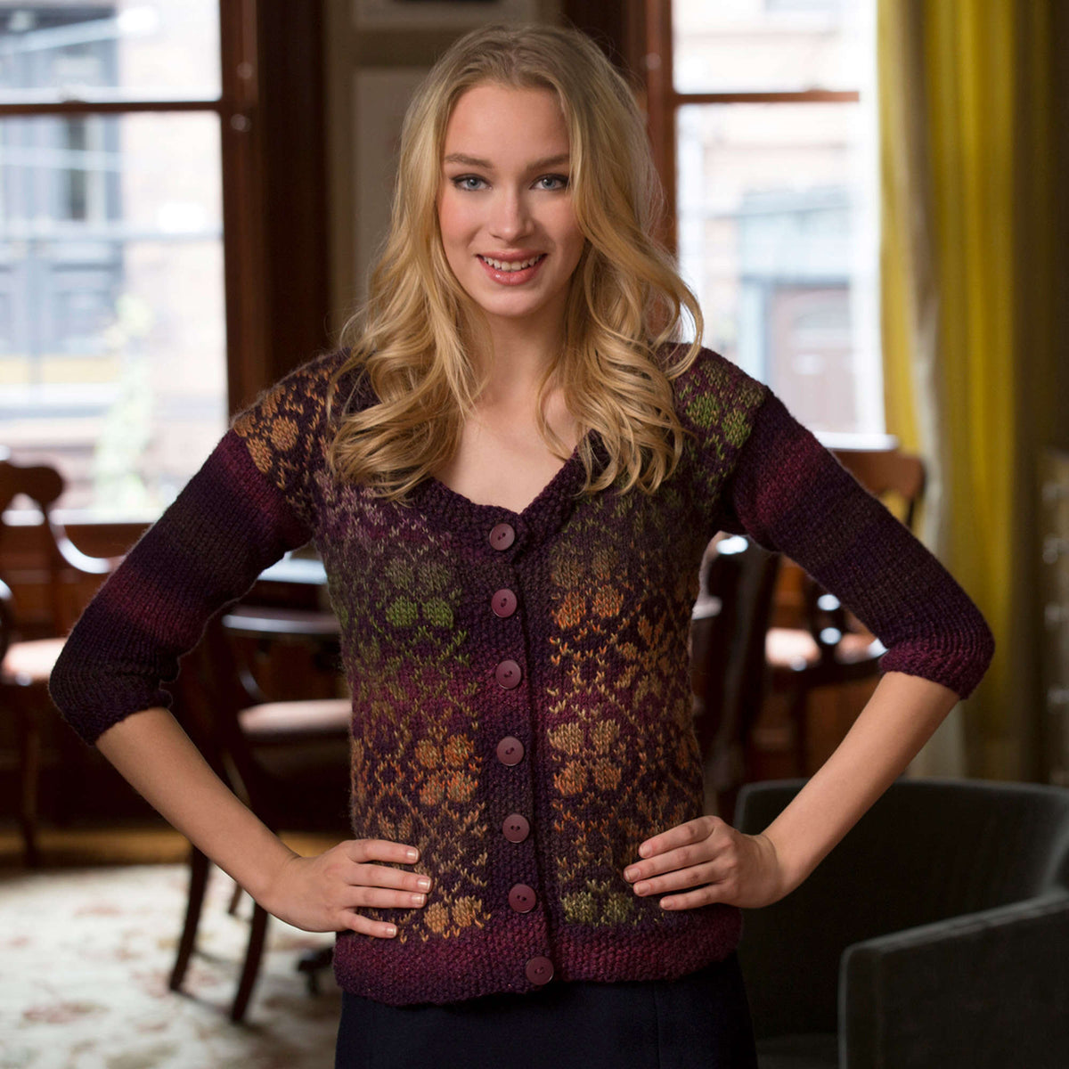 Knit Cardigan made in Red Heart Boutique Yarn