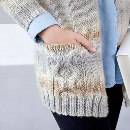 Red Heart Wandering Cables Knit Cardigan Knit Cardigan made in Red Heart Colorscape Yarn