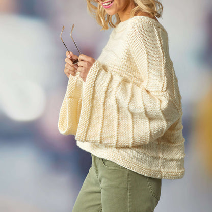 Red Heart Cozy Big Bell Sweater Knit Sweater made in Red Heart Soft Essentials Yarn