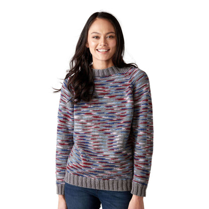 Red Heart Knit Striped Raglan Pullover M