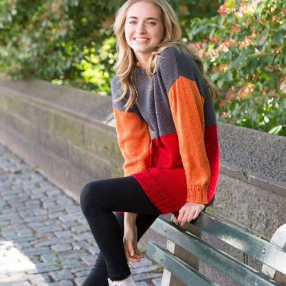 Red Heart Knit Color-Block Tunic Knit Tunic made in Red Heart Soft Yarn