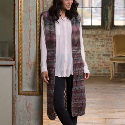 Red Heart Knit Top-Down Long Vest Knit Vest made in Red Heart Boutique Yarn