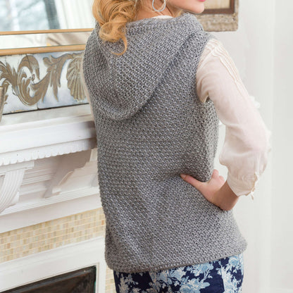 Red Heart Knit Hooded Cable Vest Knit Vest made in Red Heart Soft yarn