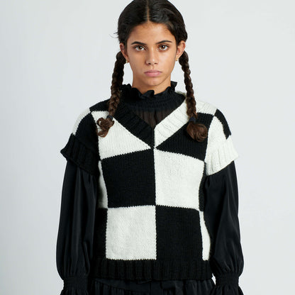 Red Heart Check Knit Vest XL