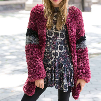 Red Heart Knit Fab Fur Jacket Knit Jacket made in Red Heart Boutique Yarn