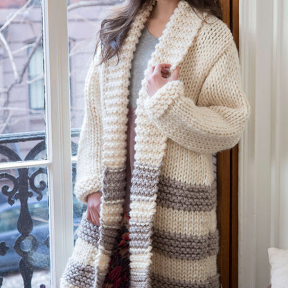 Red Heart Knit Cozy Car Coat Knit Coat made in Red Heart Grande Yarn