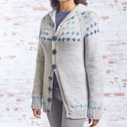 Red Heart Fair Isle Sweater Coat Knit Coat made in Red Heart Soft Essentials Yarn