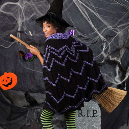 Red Heart Knit Gothic Witch Cape Knit Cape made in Red Heart Super Saver Yarn
