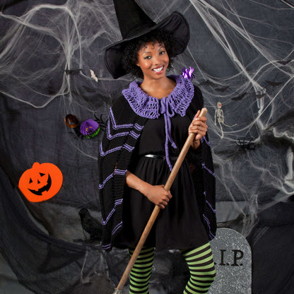 Red Heart Knit Gothic Witch Cape Knit Costume made in Red Heart Super Saver Yarn
