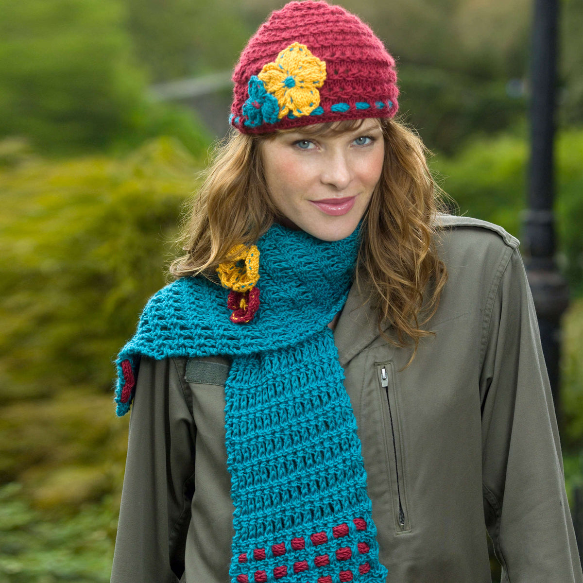 Knit Hat & Scarf made in Red Heart Bamboo Wool Yarn