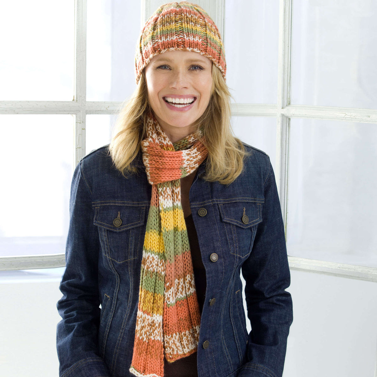 Knit Scarf made in Red Heart Stripes Yarn