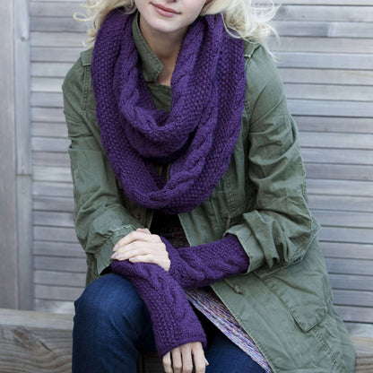 Red Heart Knit Infinity Trinity Cowl and Wristers Knit Wristers made in Red Heart Alpaca Love Yarn