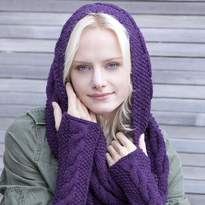 Red Heart Knit Infinity Trinity Cowl and Wristers Knit Wristers made in Red Heart Alpaca Love Yarn