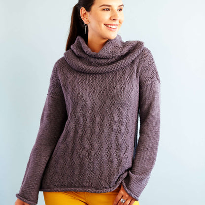 Red Heart Feather Chic Sweater & Removable Cowl Knit Cowl made in Red Heart Chic Sheep Yarn