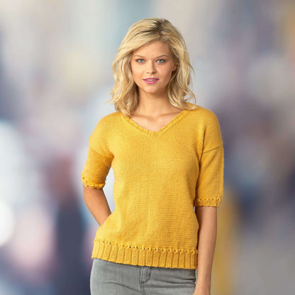 Red Heart Knit Short Sleeve Summer Top Knit Top made in Red Heart Fashion Soft Yarn