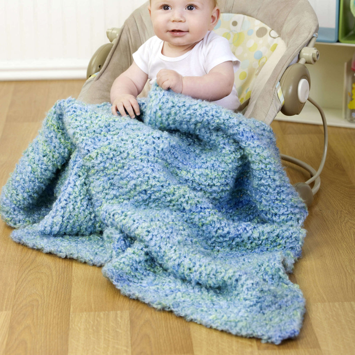 Knit Blanket made in Red Heart Baby Clouds Yarn