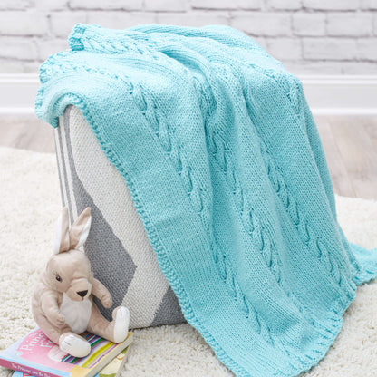 Red Heart Classic Cable Baby Blanket Knit Blanket made in Red Heart Bunches of Hugs Yarn